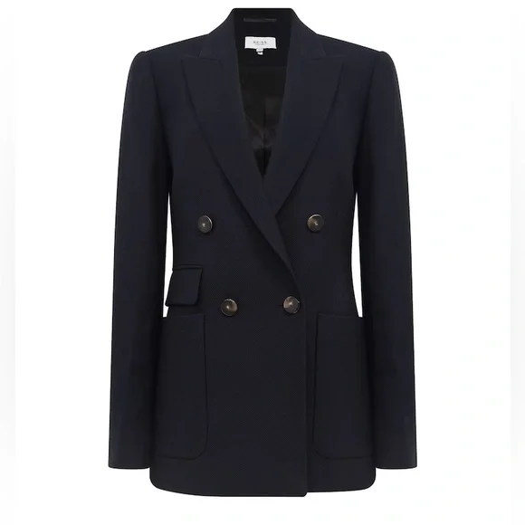 Reiss Larsson navy double breasted twill blazer - Picture 4 of 16